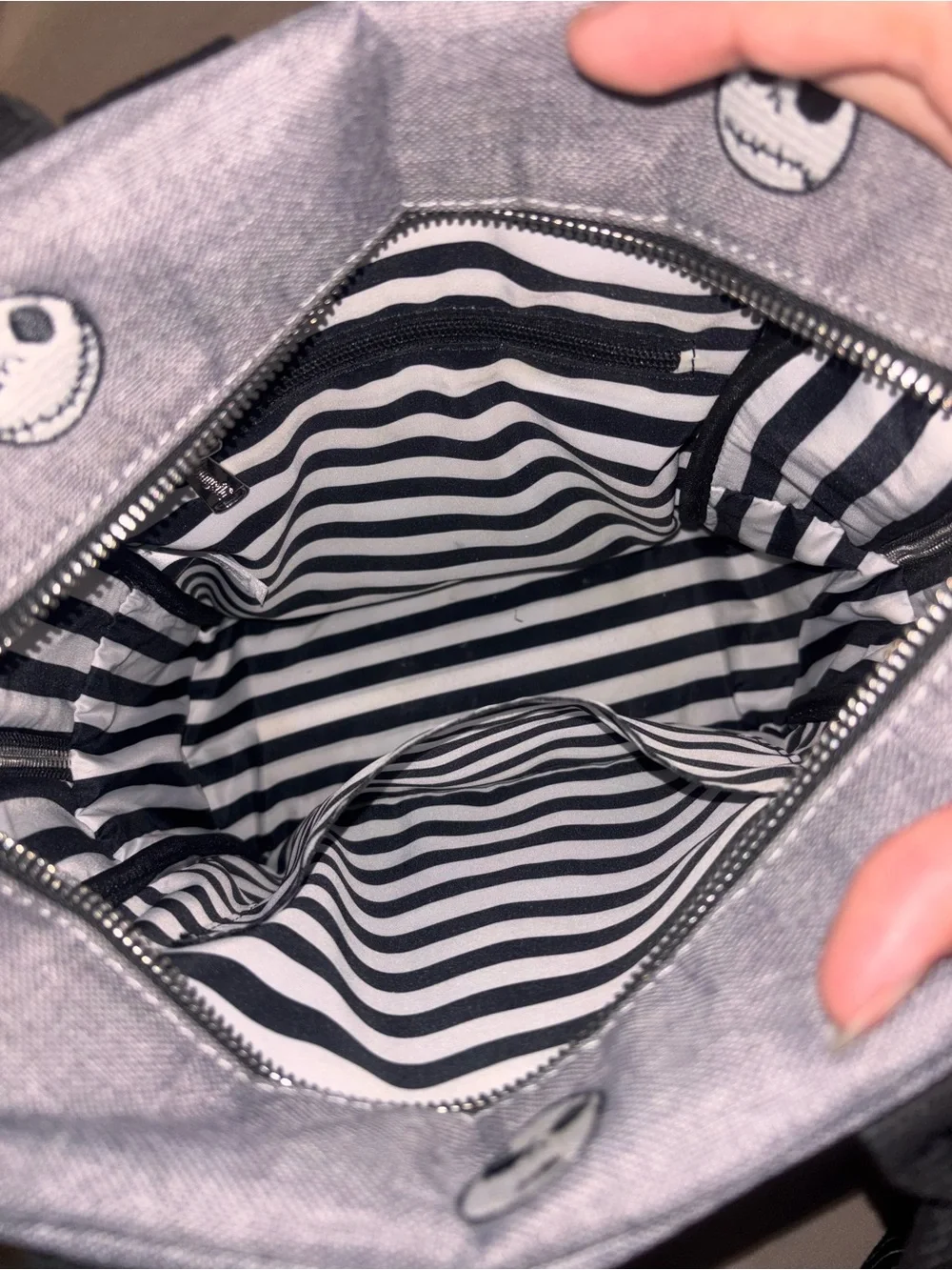 Loungefly Gray Jack Skellington Pattern Mini Backpack